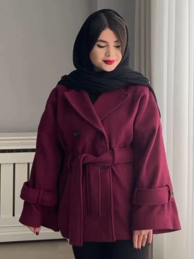 Ch # 506 Miswah Belted Winter Fleece Coat Fit & Hip Coverage