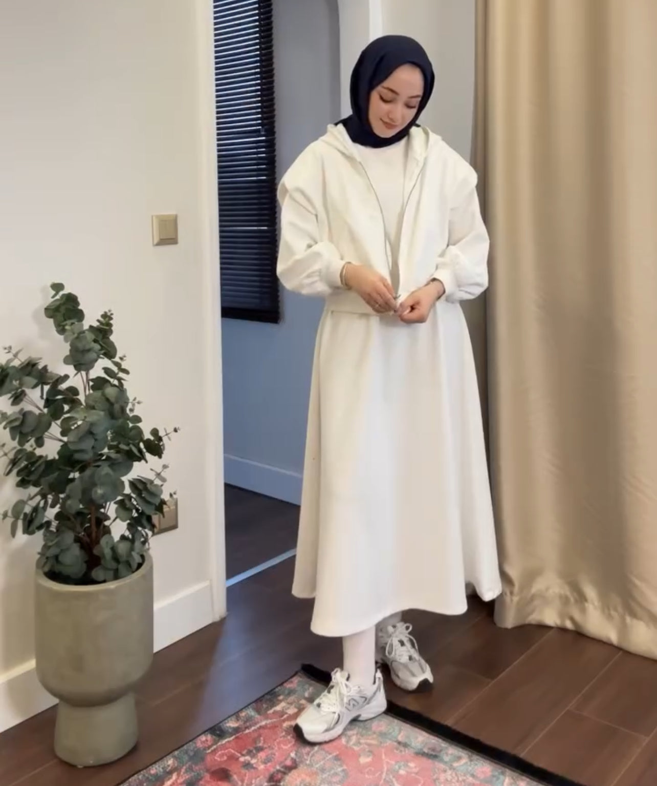 CH 508 Miswah 2 Pcs Winter Outfit Long Frock With Upper Fleece Hoodie