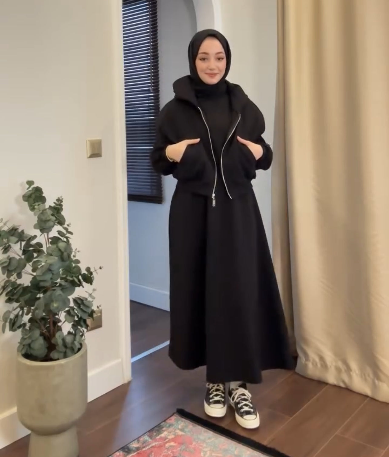 CH 508 Miswah 2 Pcs Winter Outfit Long Frock With Upper Fleece Hoodie