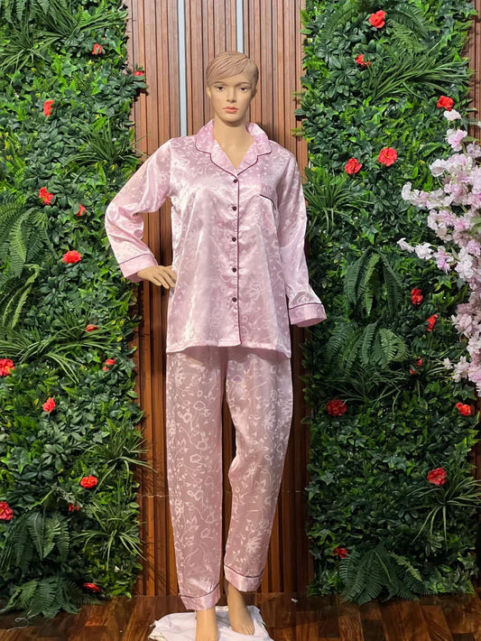 LY # 103 Floral Printed 2Pcs PJS Silk Night Wear