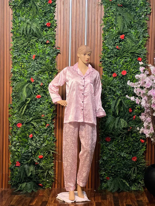 LY # 103 Floral Printed 2Pcs PJS Silk Night Wear