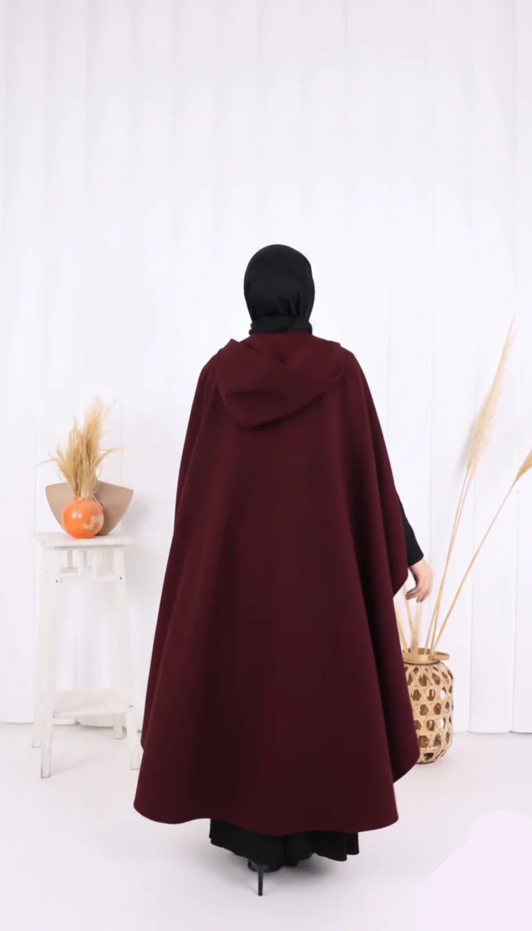 Ch 591 Miswah Long hooded Button Windbreaker Cloak
