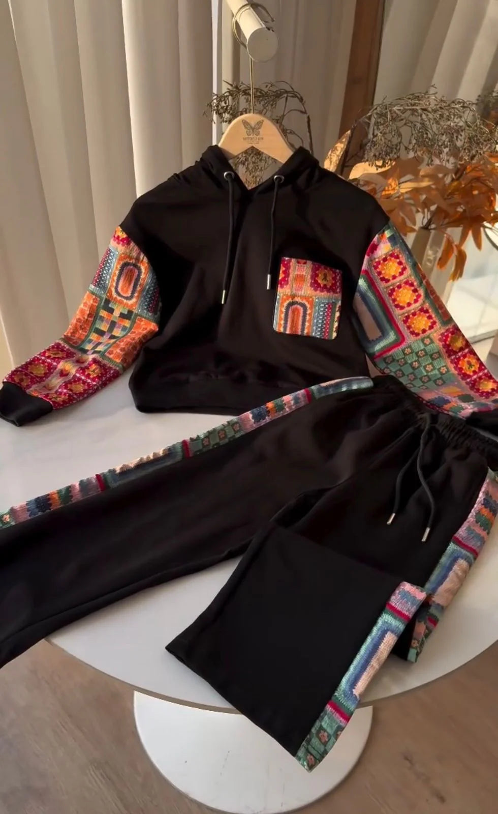 CH-597 Ethnic Print Fleece Co-ord Set For Women’s - Miswah