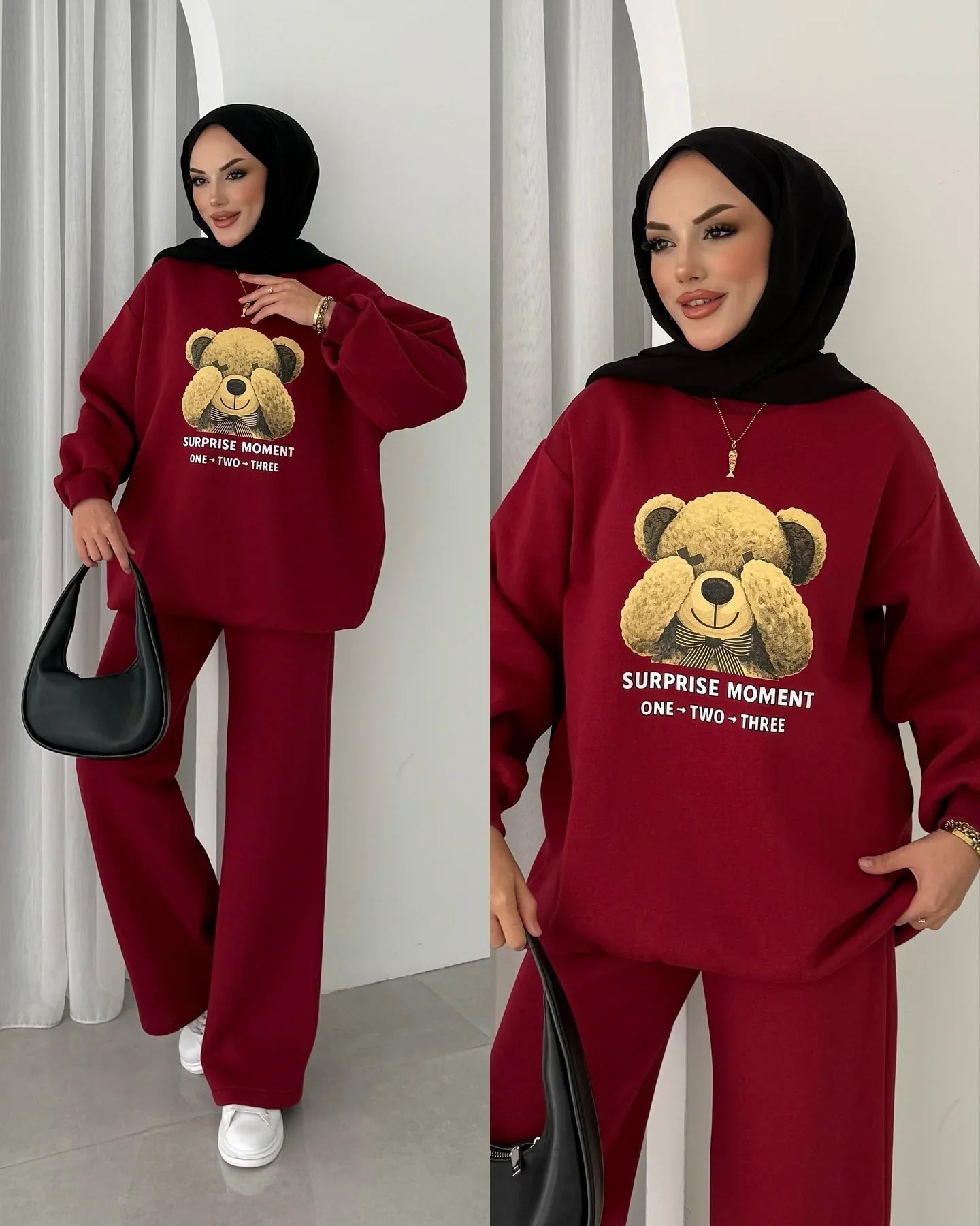 CH 593 - Puffy Chardonnay Sweat Duo Set (Winter Top & Trouser) - Miswah