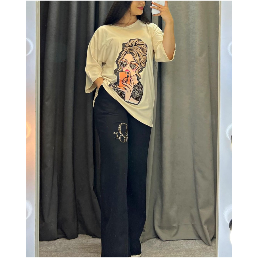 CH 436 Printed Drop-Shoulder Tee Trousers (Print 3)