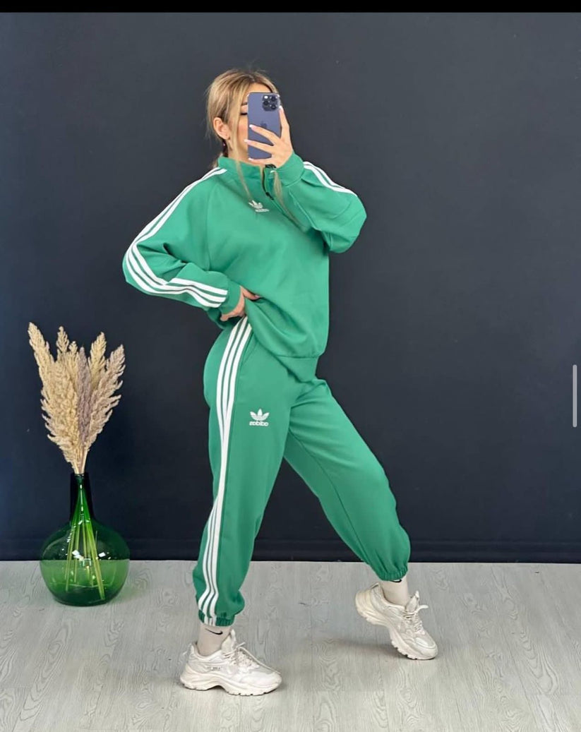 Miswah Embroidery Side Stripe Fleece Tracksuit CH 403