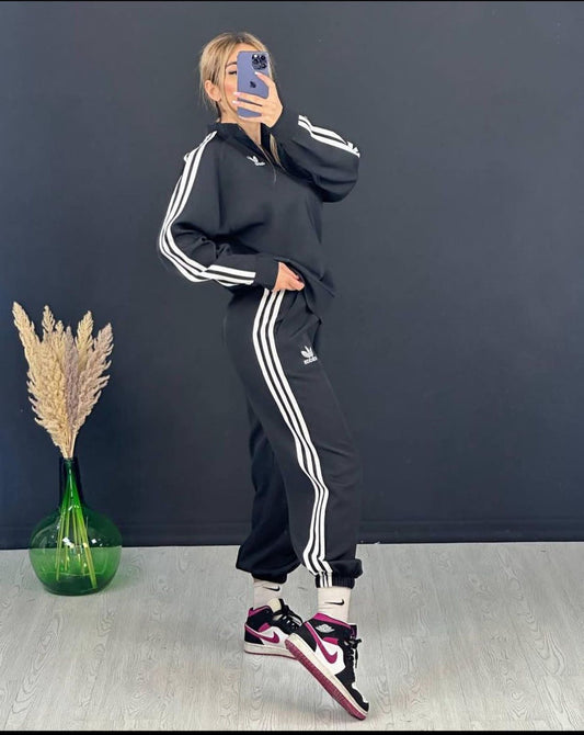 Miswah Embroidery Side Stripe Fleece Tracksuit CH 403