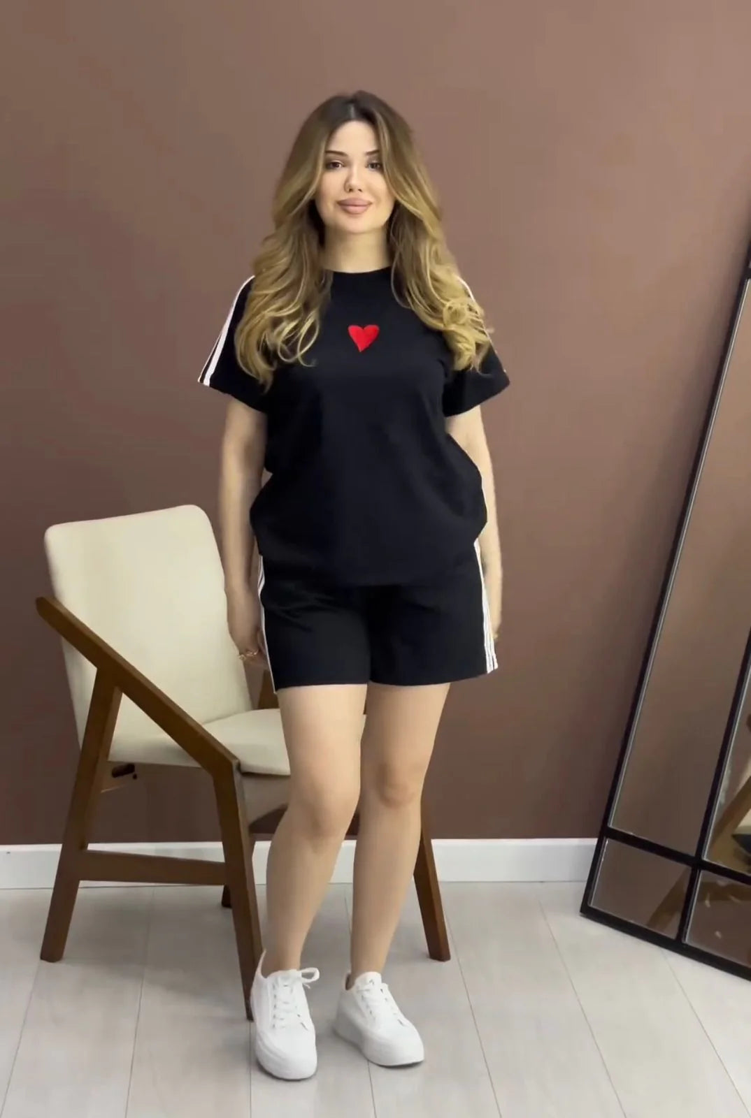 Miswah Stripes Short & T-Shirt Lounge Set CH 432