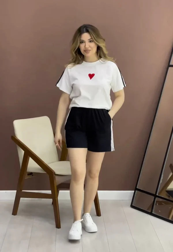 Miswah Stripes Short & T-Shirt Lounge Set CH 432