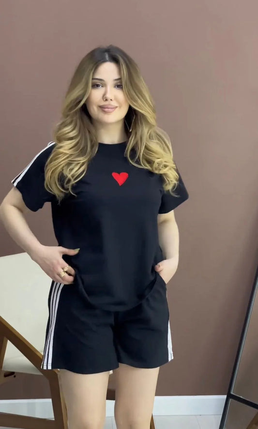 Miswah Stripes Short & T-Shirt Lounge Set CH 432