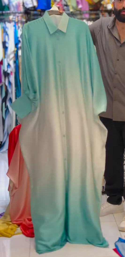 Ch # 532 Miswah Flowy Two-Tone Shaded Long Kaftan