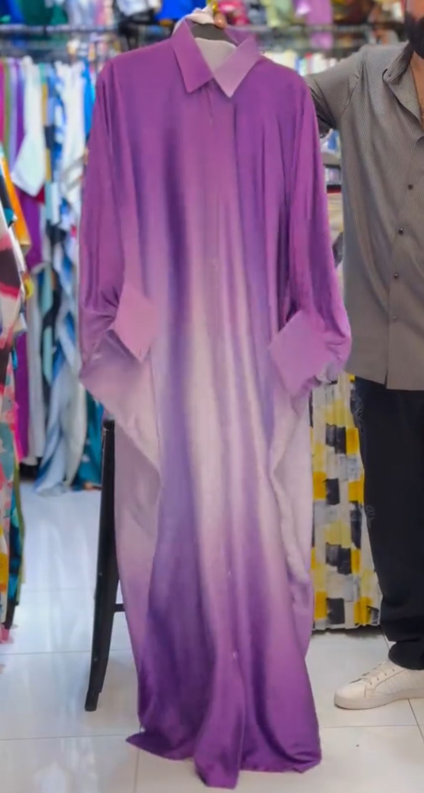 Ch # 532 Miswah Flowy Two-Tone Shaded Long Kaftan