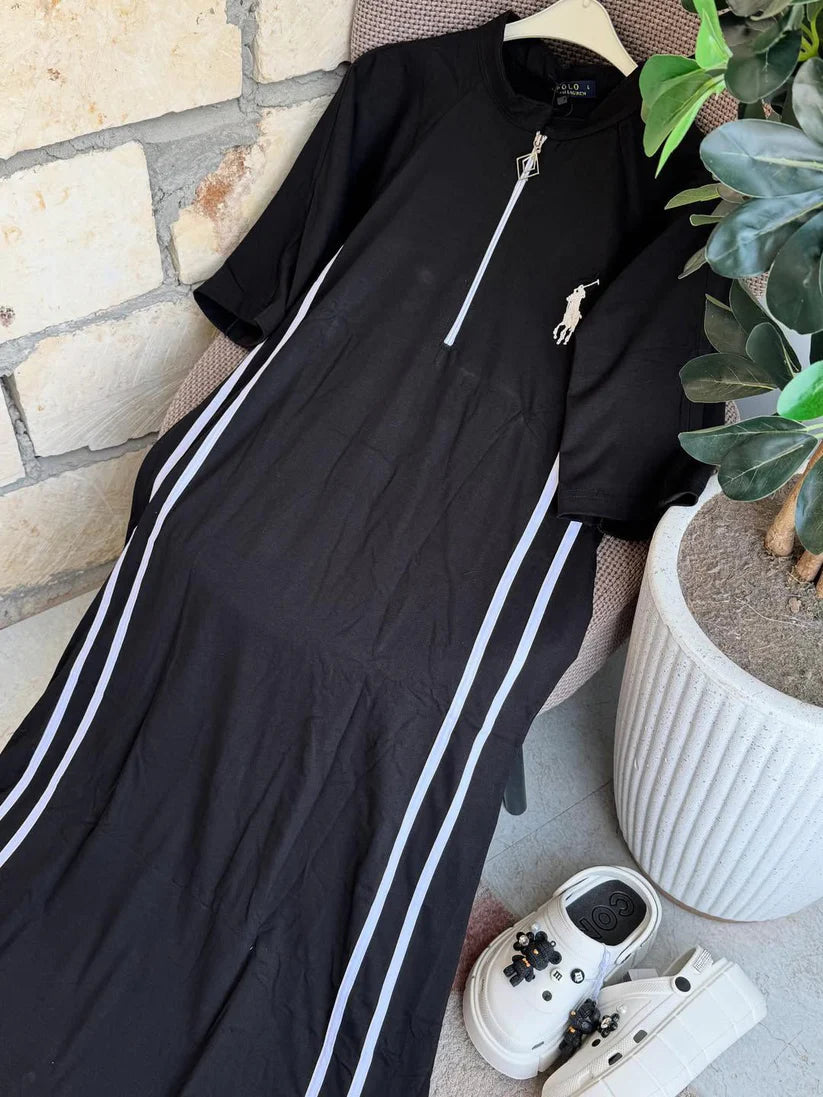 CH 576 - Stripe Style Long Top Dress - Miswah