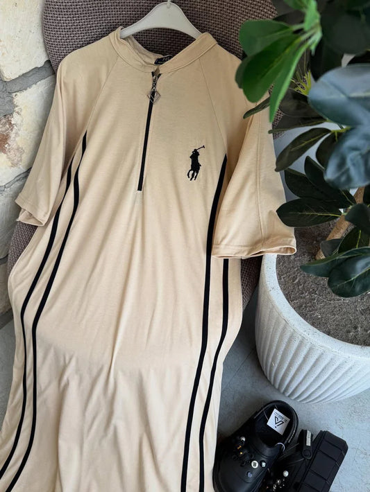 CH 576 - Stripe Style Long Top Dress - Miswah