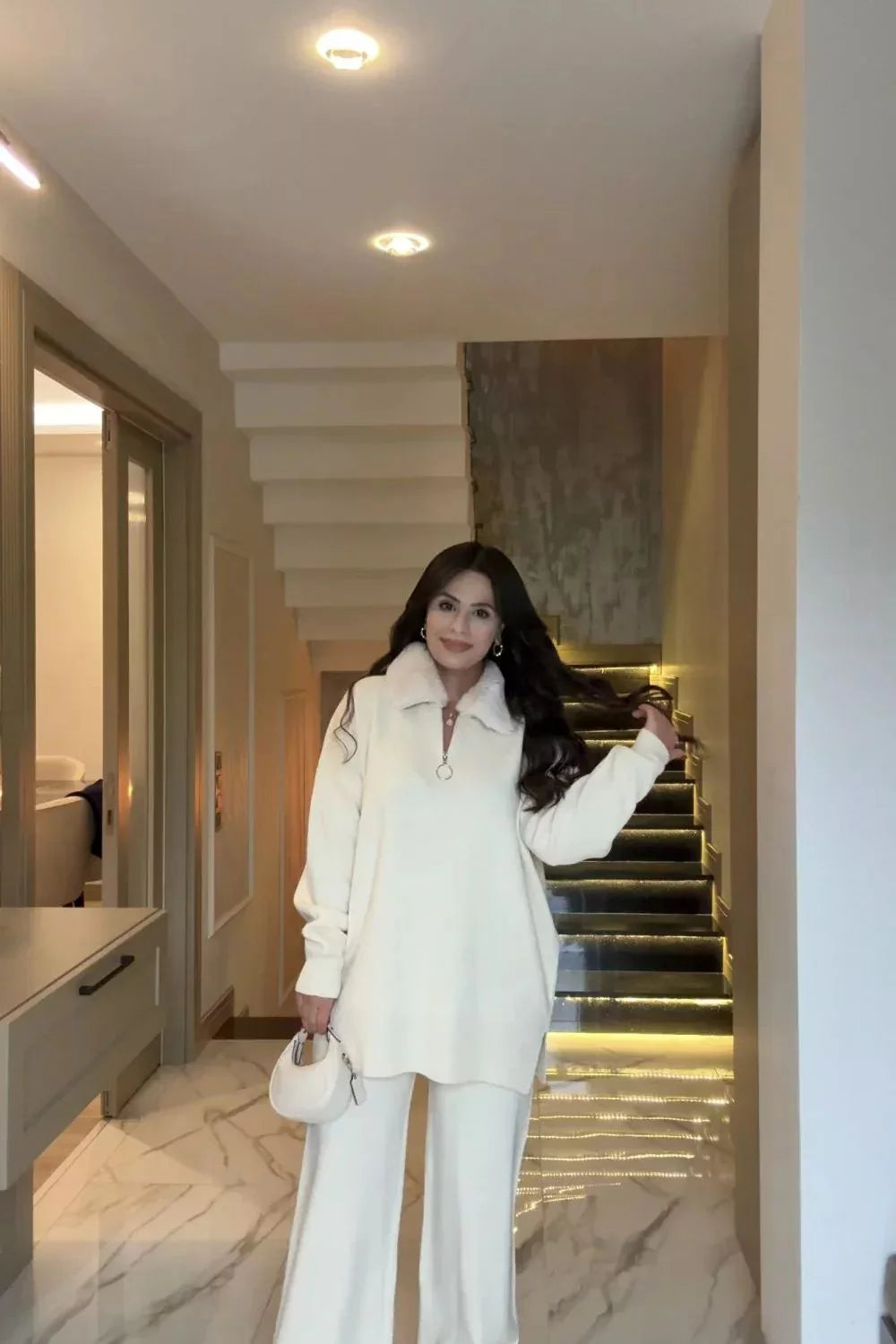 CH 590 - Fur Collar Fleece Co-Ord Set - Miswah