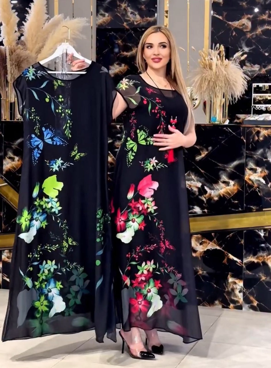 CH 570 - 2 Piece Floral Printed Party Dress -