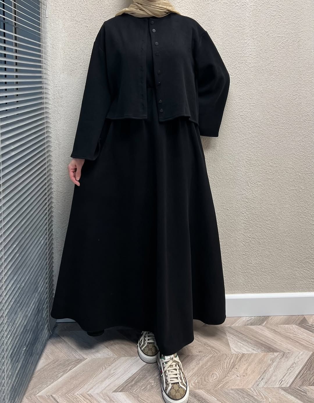 CH 608 - 2 Pcs Winter Outfit Long Frock With Upper Fleece Jacket - Miswah