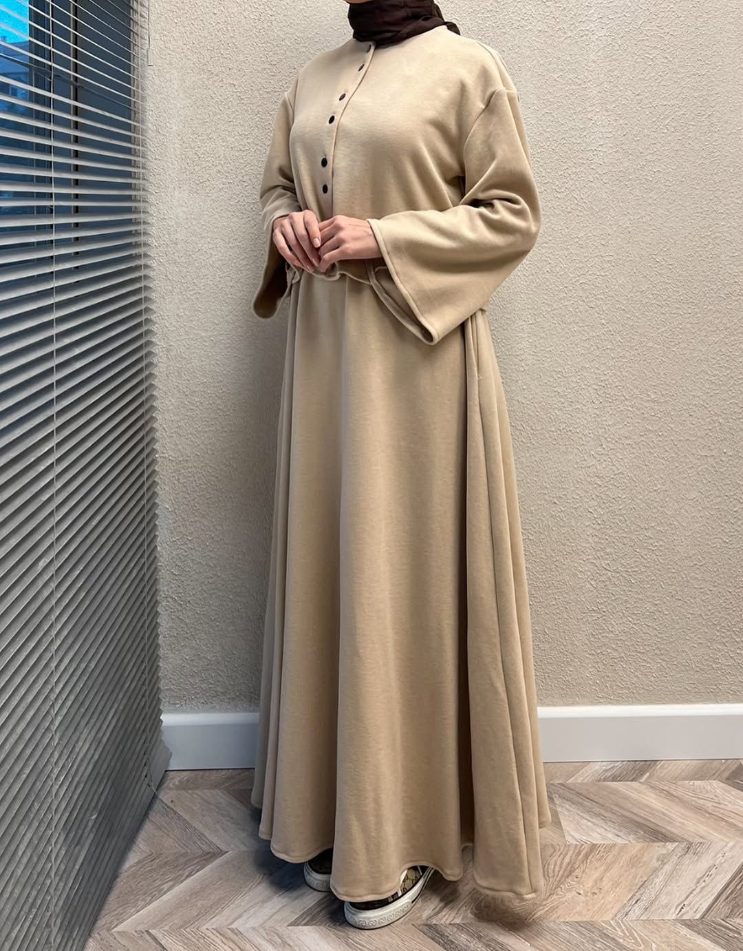 CH 608 - 2 Pcs Winter Outfit Long Frock With Upper Fleece Jacket - Miswah