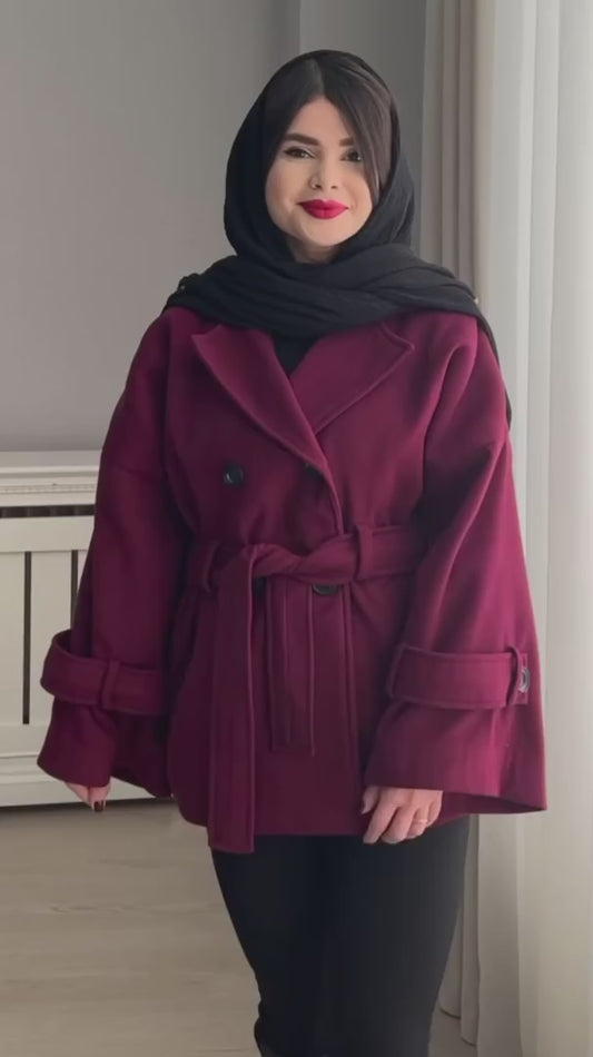 Ch # 506 Miswah Belted Winter Fleece Coat Fit & Hip Coverage