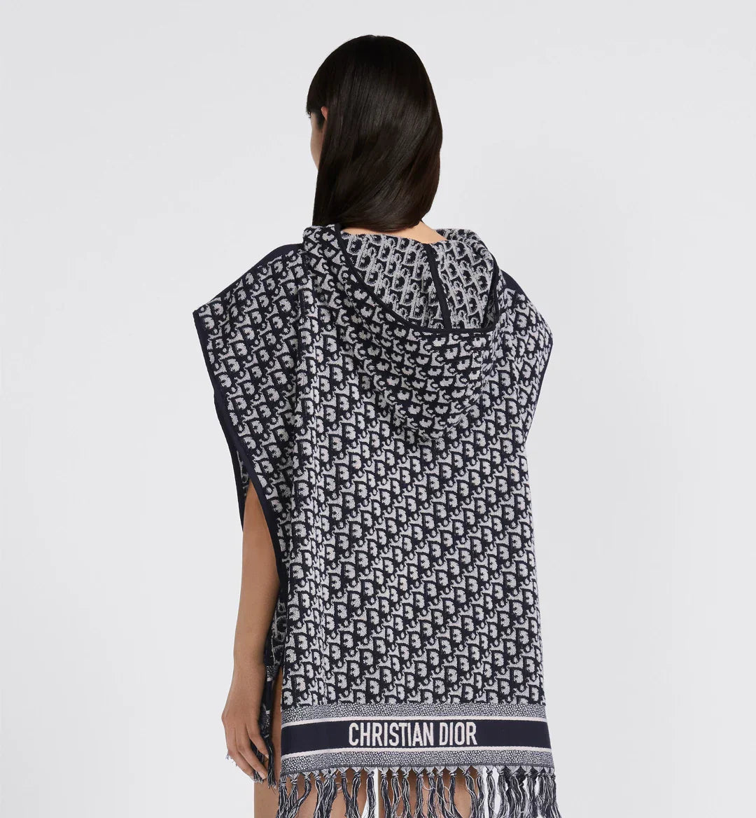 CH  530 Printed poncho style hooded fleece cape shawl - Miswah