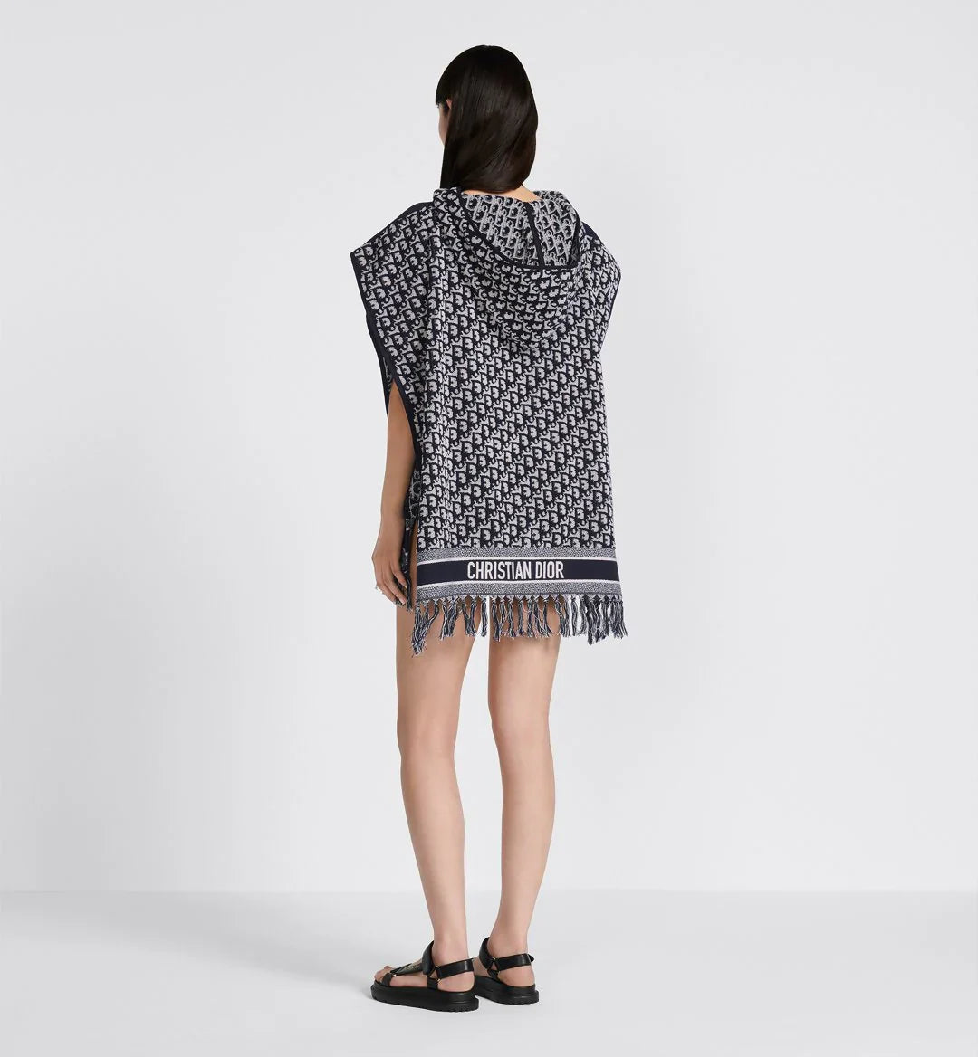 CH  530 Printed poncho style hooded fleece cape shawl - Miswah