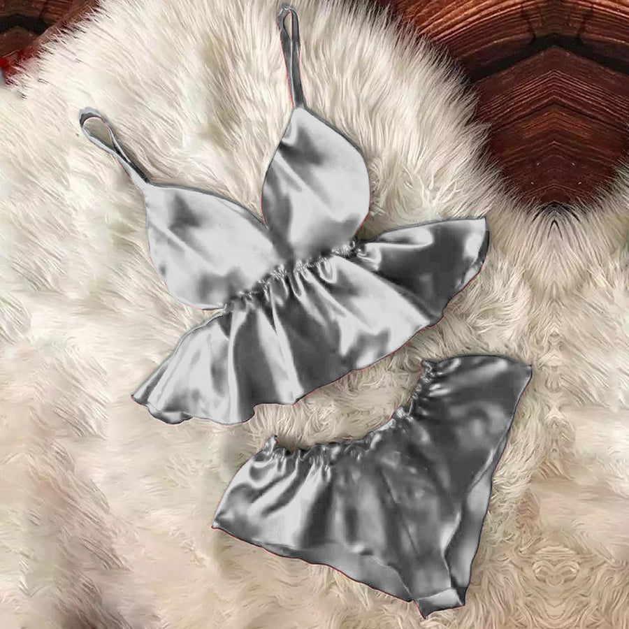 MISWAH WOMEN V-NECK EYELASH CAMI BOWKNOT SHORTS SET MS # P46