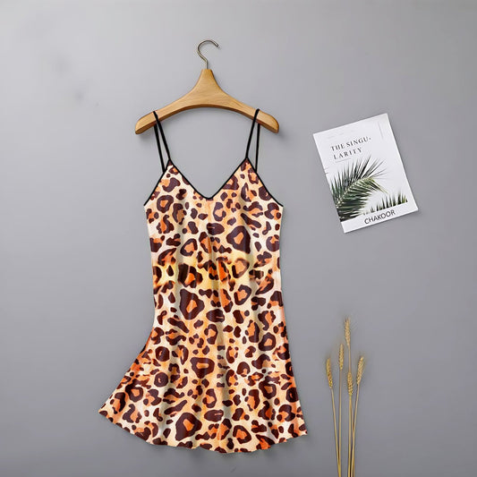 MISWAH LONG SILK INTIMATE CASUAL WILD PRINTED WOMEN SLEEPWEAR TOP CHK # P50