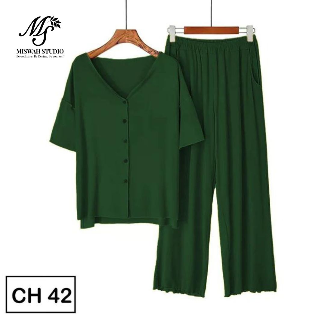 MISWAH'S QUARTER SLEEVES BUTTON HOME WEAR CH # 42