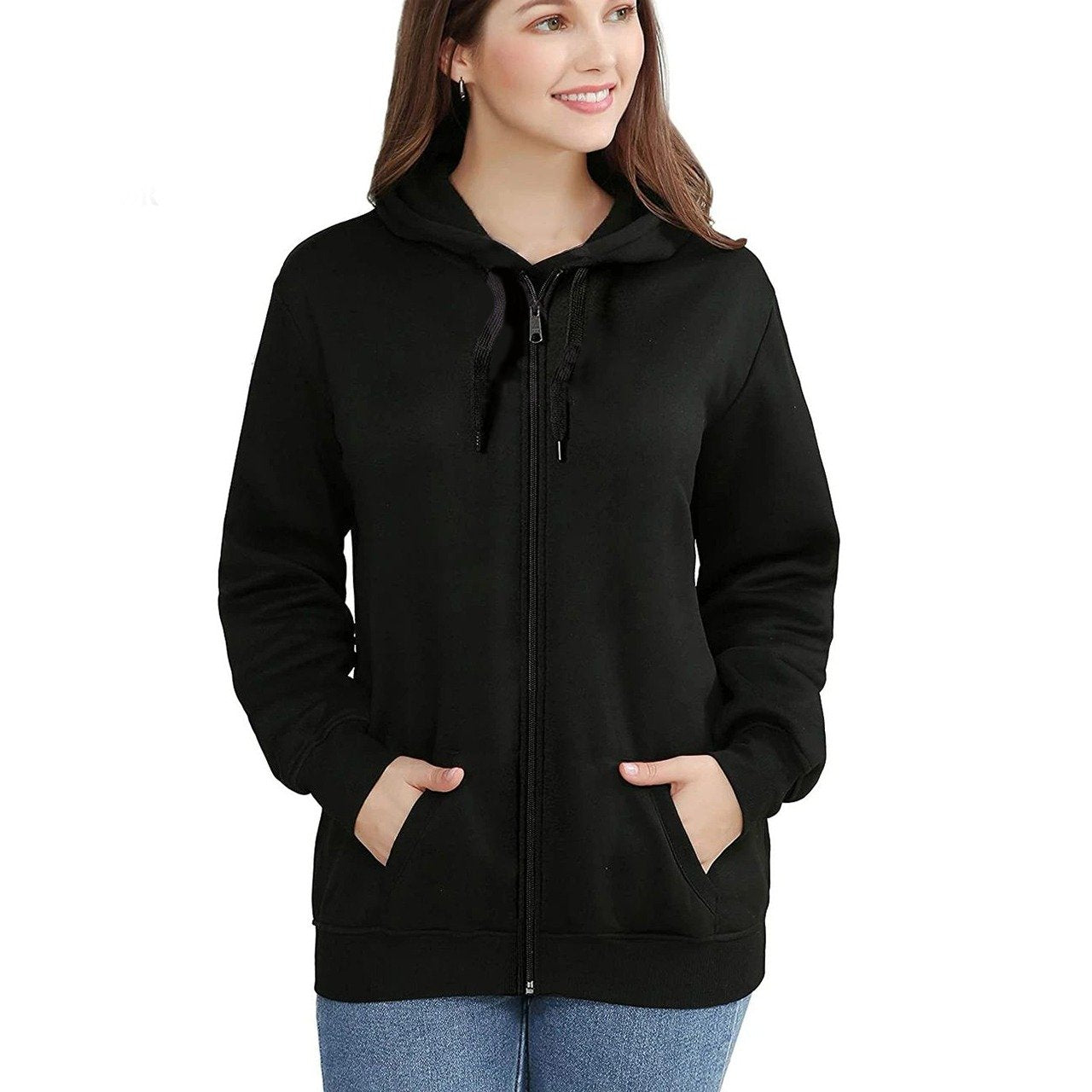 Women's Plain Zipper Hoodie